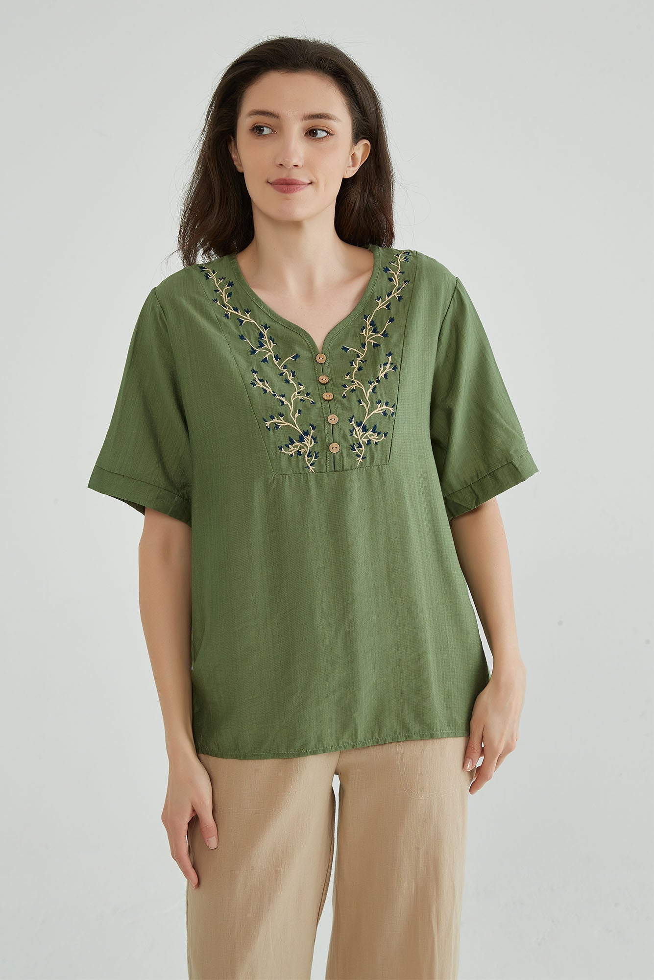 Glade Green Floral Embroidered Top - Whisper Mint